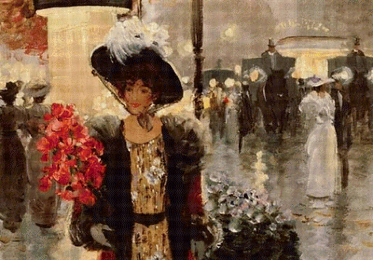 Парижанка. Криста Киффер - дама, париж, 19 век, женщина, букет - предпросмотр