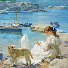 Схема вышивки «На берегу моря. Владимир Гусев»