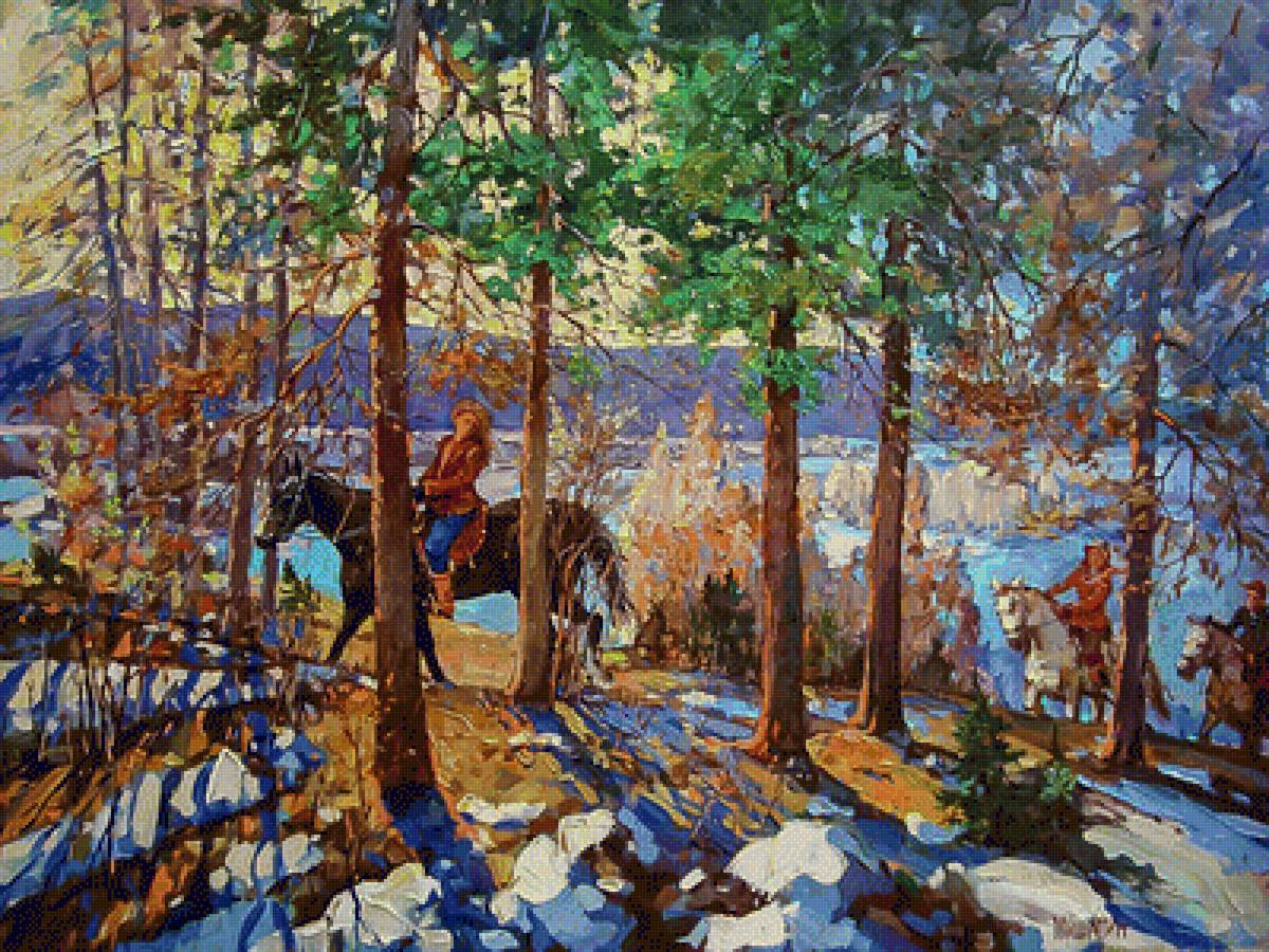 Spring Walk. - andrey mishagin painter.snowscens.people.animals. - предпросмотр