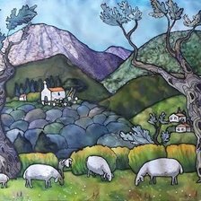 Схема вышивки «Пейзаж с овечками 2»