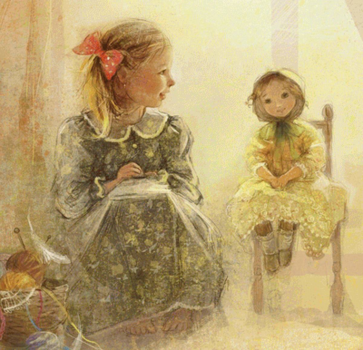 Девочка и кукла - девочка, детское, кукла - предпросмотр