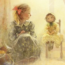 Схема вышивки «Девочка и кукла»