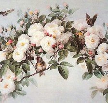 Схема вышивки «ВЕТКА РОЗЫ С БАБОЧКАМИ»