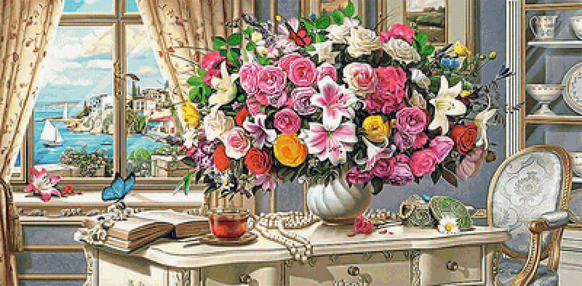 №2103308 - букет, окно, книга, цветы - предпросмотр