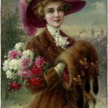 Схема вышивки «Дама в мехах. Эмиль Вернон»