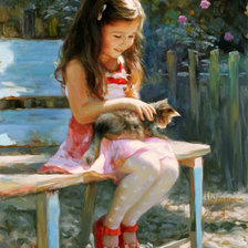 Девочка с котёнком. Владимир Волегов