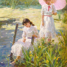 Схема вышивки «У пруда. Владимир Гусев»