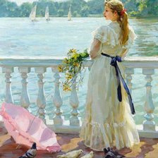 Схема вышивки «На набережной. Владимир Гусев»