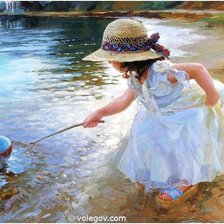 Схема вышивки «Девочка и мячик. Владимир Волегов»