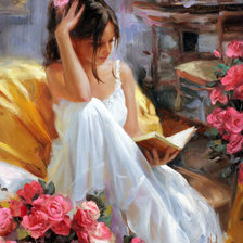 Схема вышивки «За чтением. Владимир Волегов»