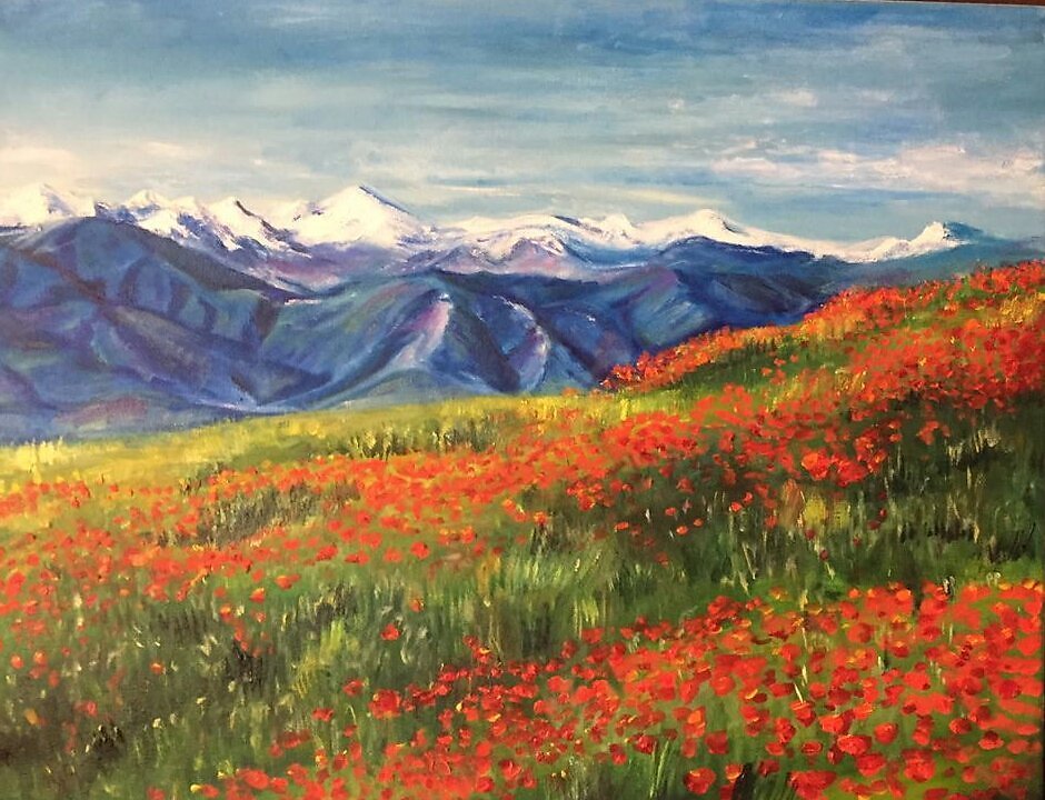 цветущие горы - горы, цветы - оригинал