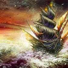 Схема вышивки «драконий парусник»