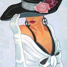 Схема вышивки «Дама в шляпе»