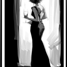 Схема вышивки «Дама у окна»