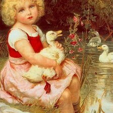 Схема вышивки «Девочка с утятами. Фредерик Морган»