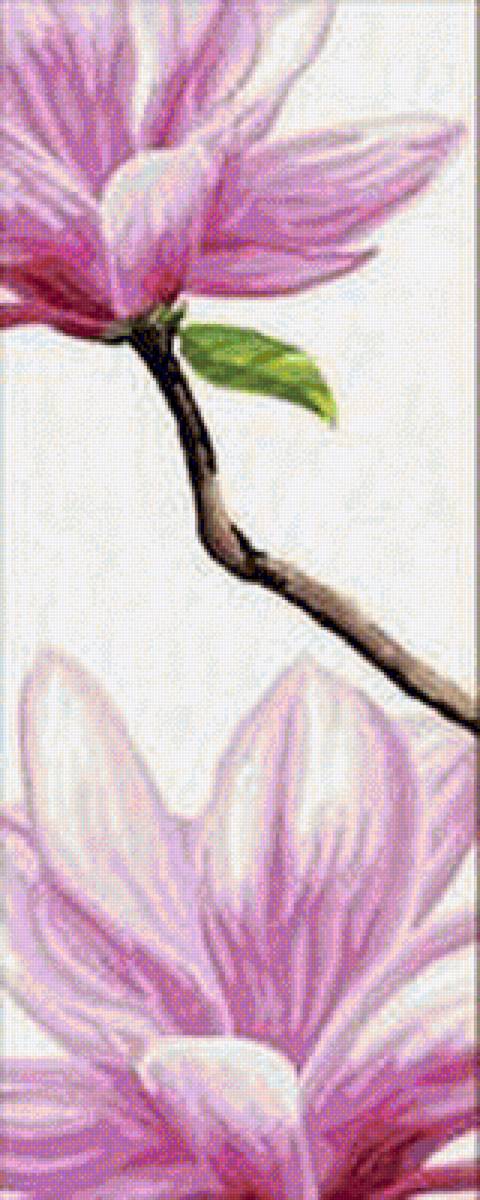 ЦВЕТУЩАЯ ВЕТКА МАГНОЛИИ-3 - диптих, парные картины, триптих - предпросмотр