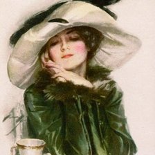 Схема вышивки «Дама в зелёном. Харрисон Фишер»