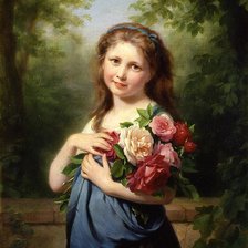 Схема вышивки «Девочка с розами. Фриц Цубер-Бюлер»