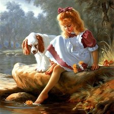 Схема вышивки «Девочка у пруда. Марк Ариан»