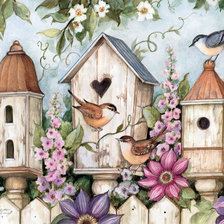 Схема вышивки «три скворечника»