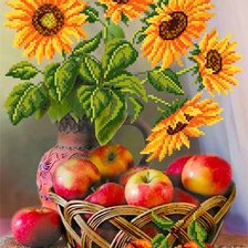 Схема вышивки «Яблоки и подсолнухи»