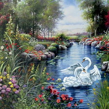 Схема вышивки «Лебединая верность»