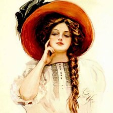 Схема вышивки «Дама в шляпе. Харрисон Фишер»