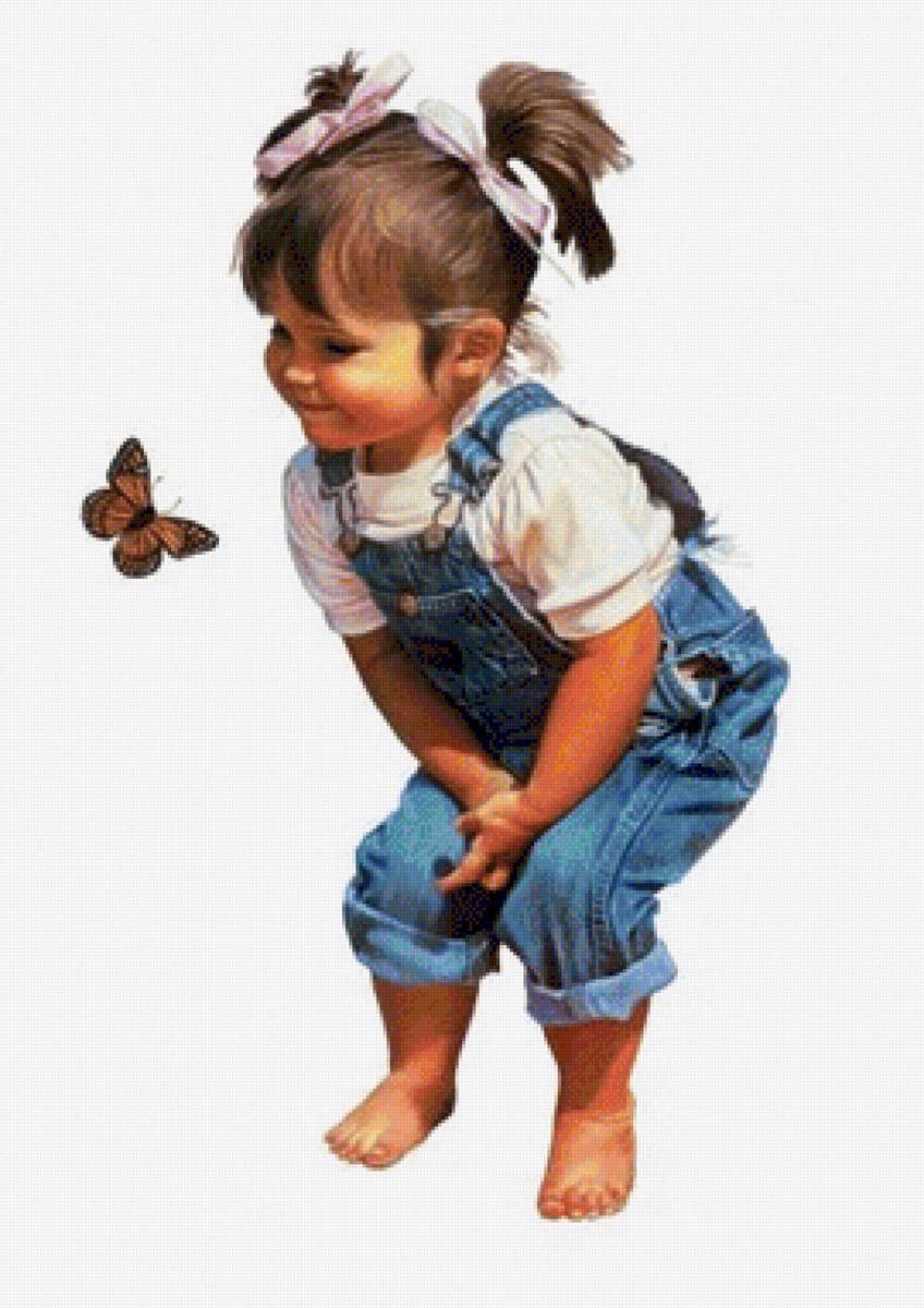 Девочка и бабочка - дети, бабочки - предпросмотр