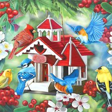 Схема вышивки «Домик для птиц»