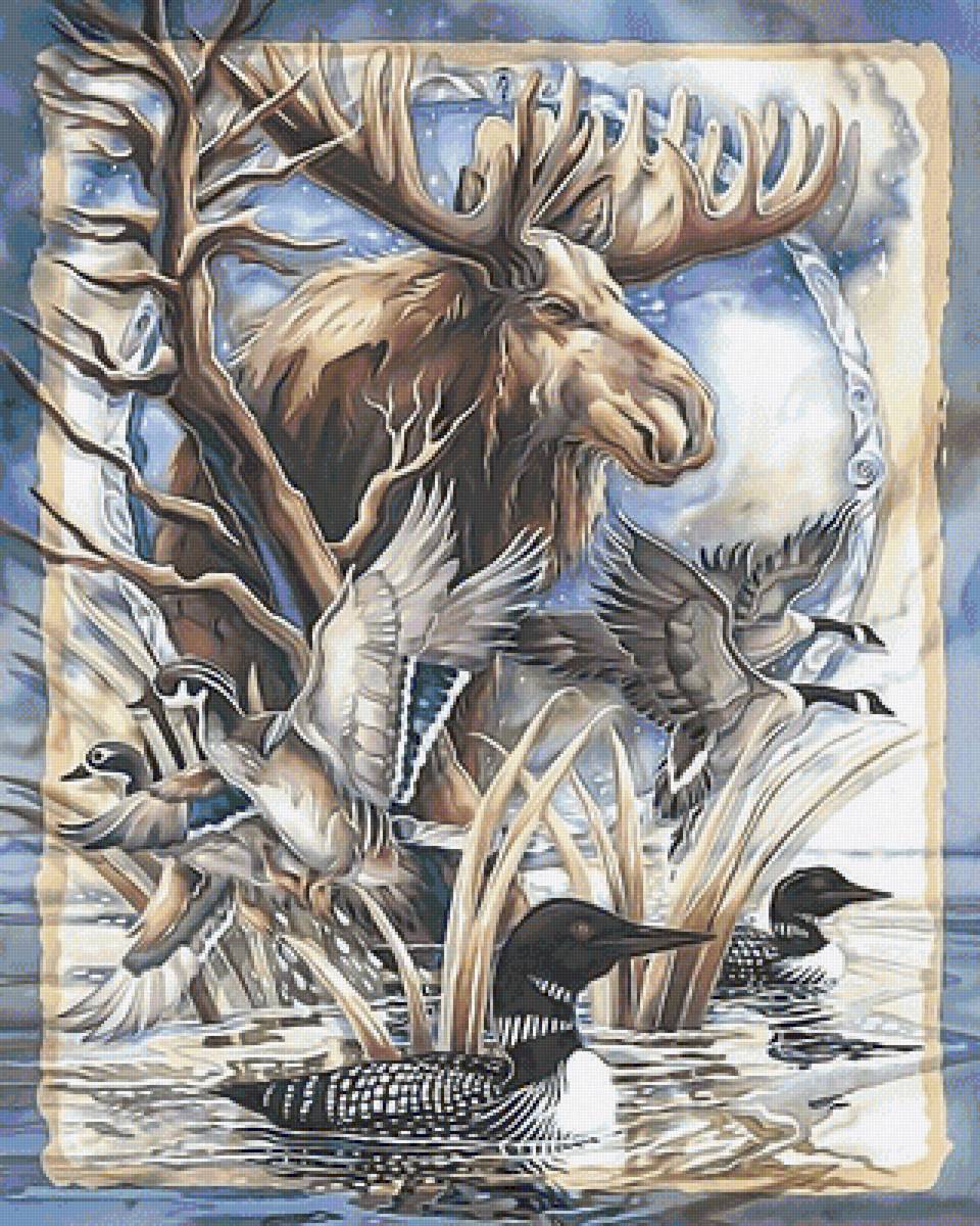 №2110633 - животные, птицы, утки, лось, тотем - предпросмотр