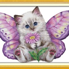 Схема вышивки «киска с цветком»