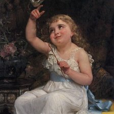 Схема вышивки «Девочка с птичкой. Эмиль Мунье»