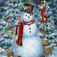 Схема вышивки «Снеговик»