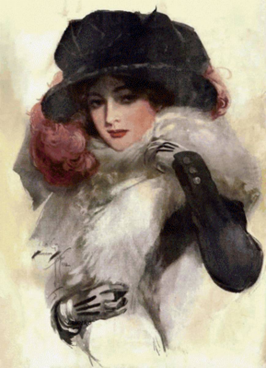 Портрет девушки. Харрисон Фишер - живопись, портрет, 19 век, девушка - предпросмотр