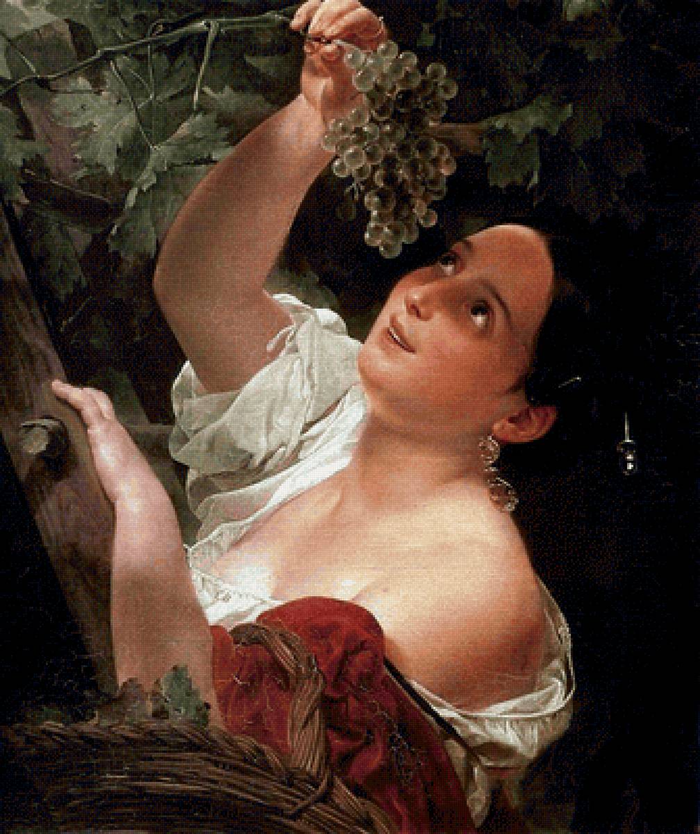 Карл Брюллов. Итальянский полдень - девушка, живопись, портрет, виноград - предпросмотр