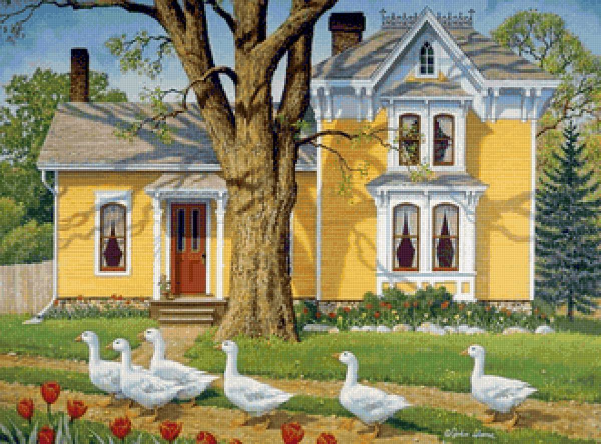 Деревня - гуси, дом - предпросмотр