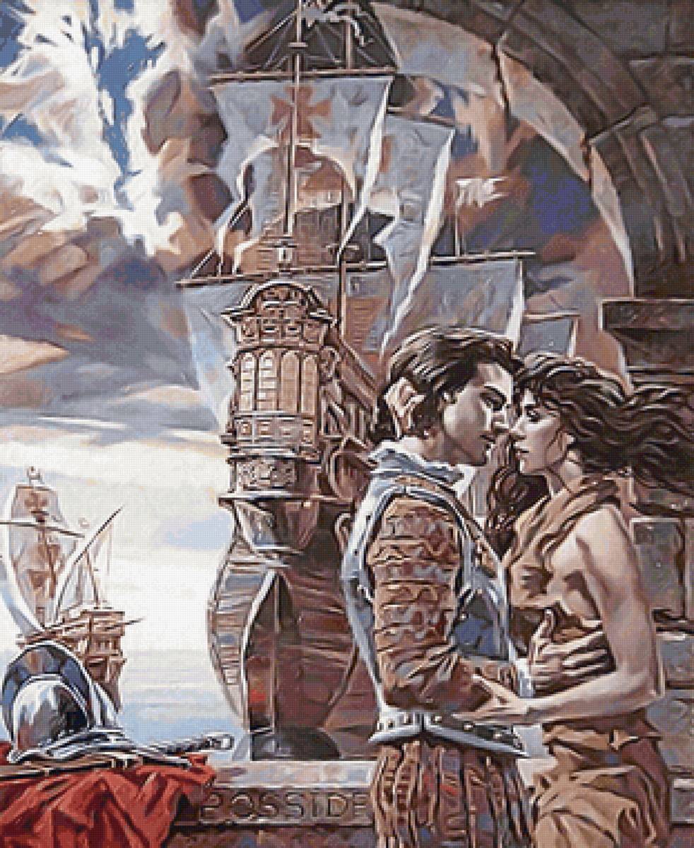 №2112004 - живопись, пара, корабль, люди, влюбленные - предпросмотр