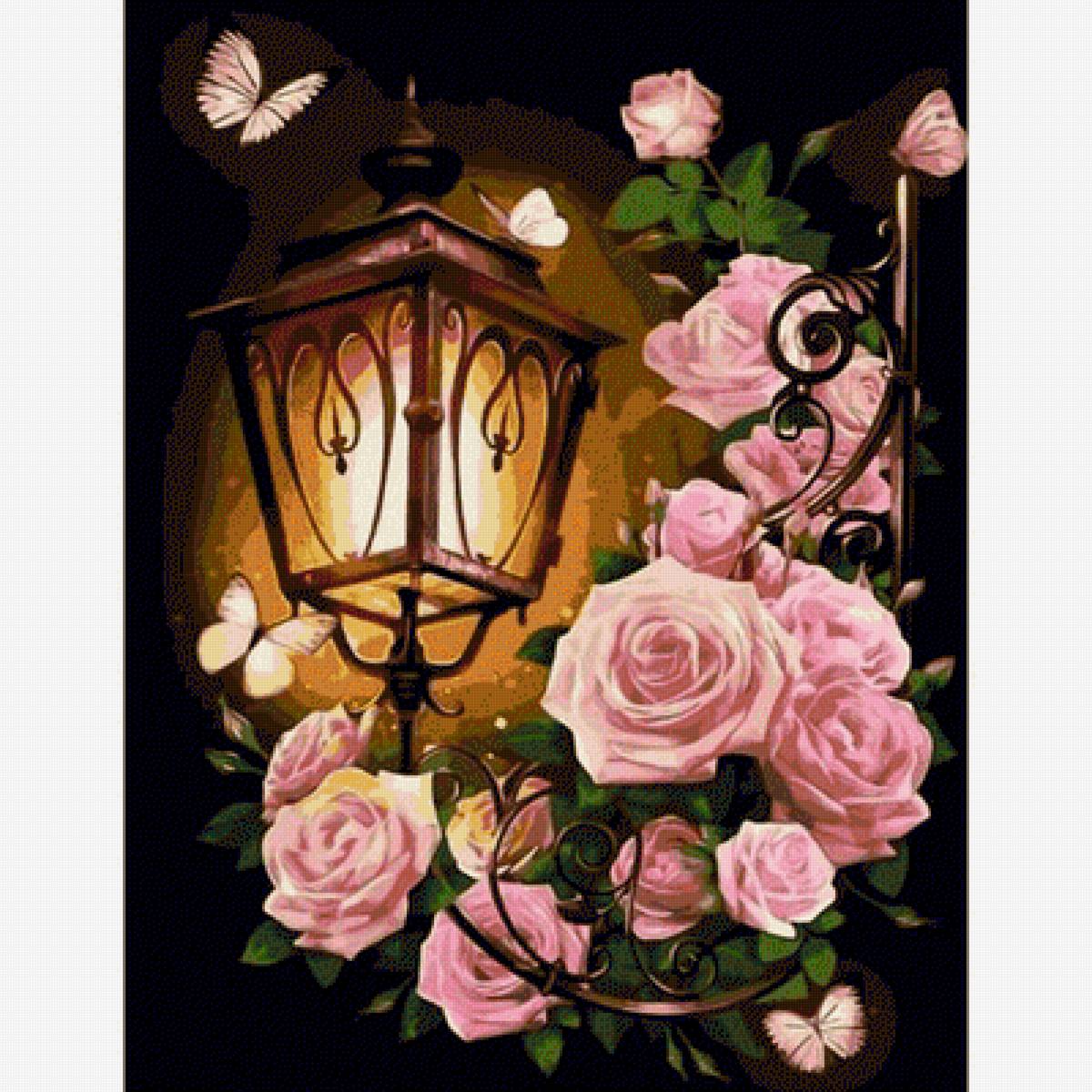 Свет - фонарь, цветы - предпросмотр