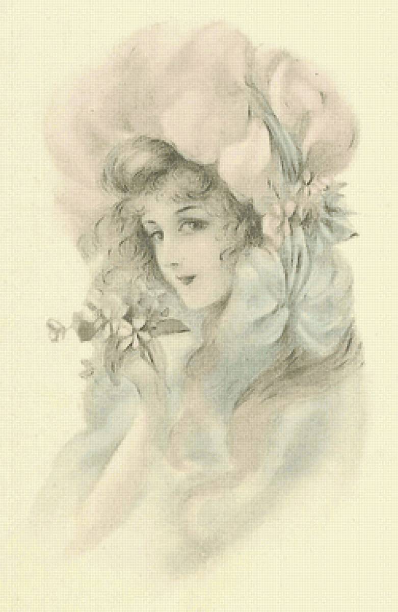 Винтажная открытка - открытка, девушка, винтаж - предпросмотр