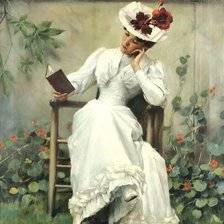 Схема вышивки «Дама за чтением»