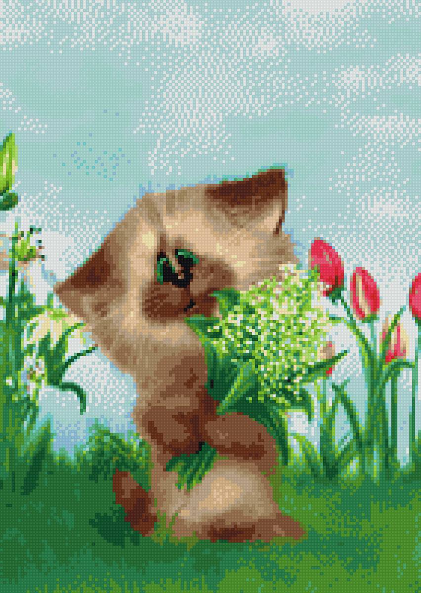 котик с ландышем - коты - предпросмотр