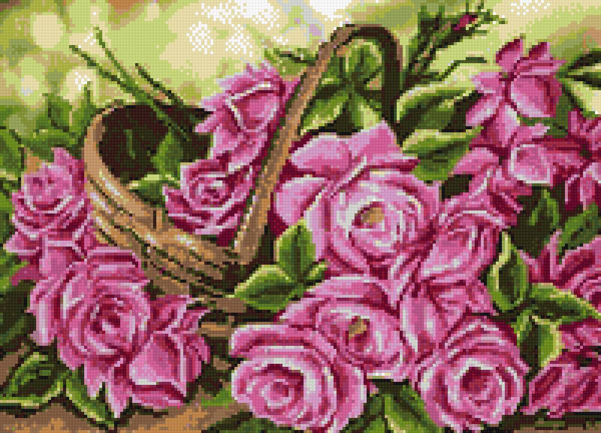 розочки в корзине - розы - предпросмотр