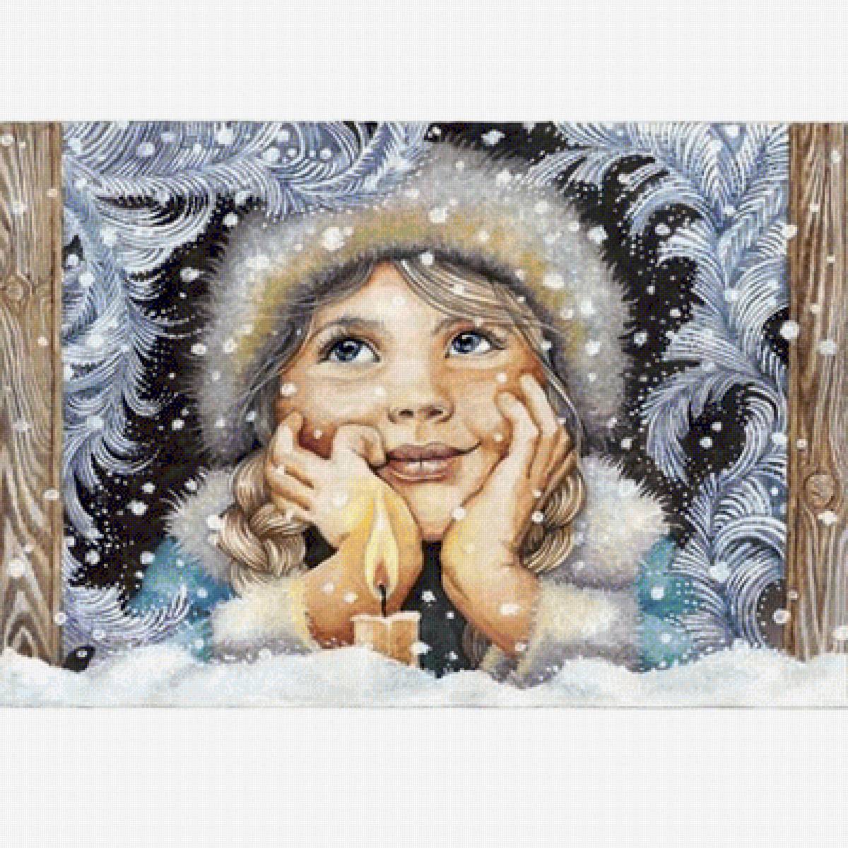 Девочка у окна - дети, зима, окно - предпросмотр