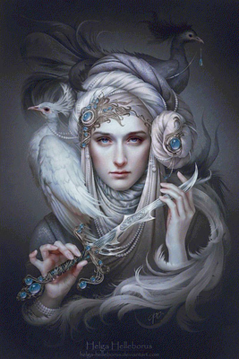 Фэнтези - женщина, птицы - предпросмотр