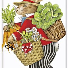 Схема вышивки «Заяц-фермер»