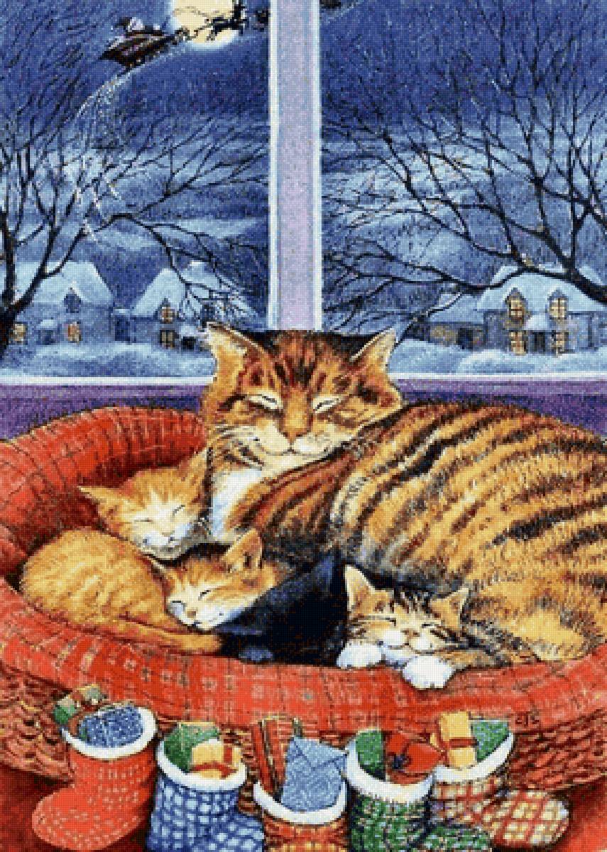 №2114074 - новый год, рождество, животные, зима, котята, уют, кошка - предпросмотр
