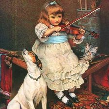 Схема вышивки «Урок музыки. Чарльз Бартон Барбер»