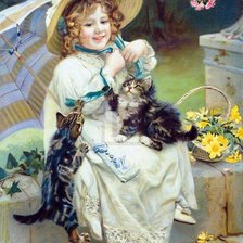 Схема вышивки «Милашка с котятами»