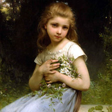 Схема вышивки «Девочка с ромашками. Жюль Сирил Кейв (Jules-Cyrille Cavé)»