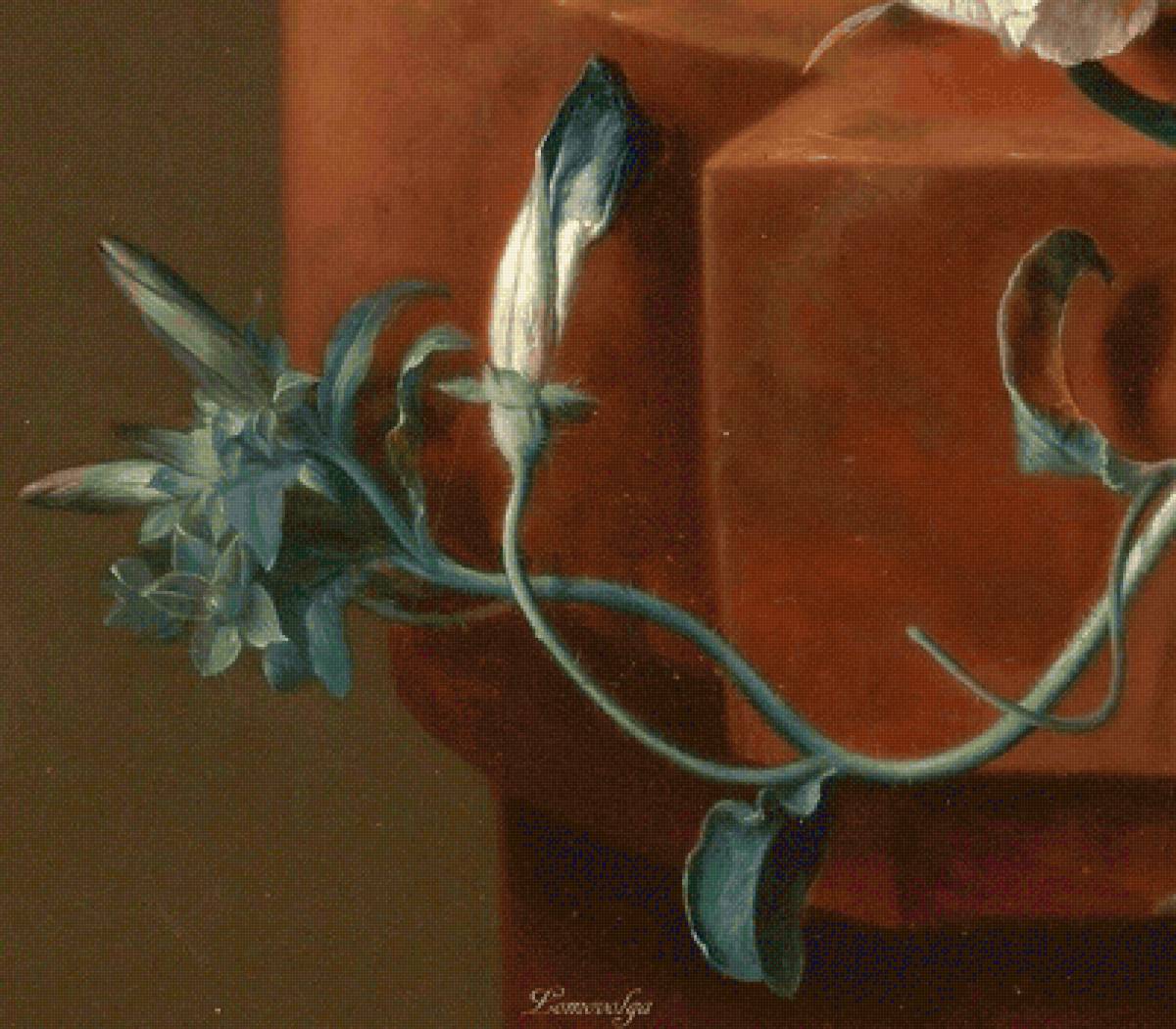 ЯН ВАН ХЕЙСУМ. БУКЕТ ЦВЕТОВ В ТЕРРАКОТОВОЙ ВАЗЕ С ГНЕЗДОМ-10 - цветы, парные картины - предпросмотр